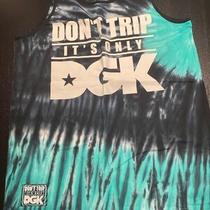 DGK Turquoise and Black Tie-Dye Tank Top